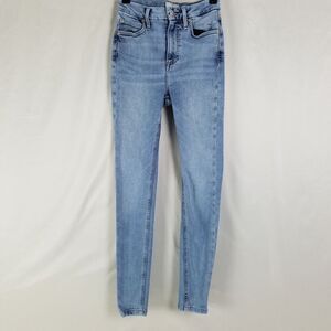 We The Free People Jeans Women 25 Blue Krissy Skinny Distressed Light Wash Denim